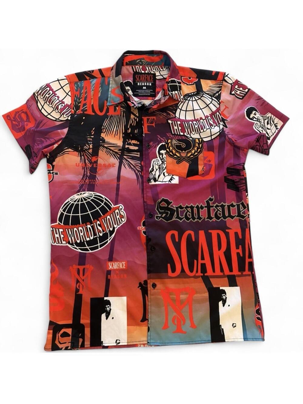 Reason Clothing Scarface Tropical Print Shirt M Tony Montana